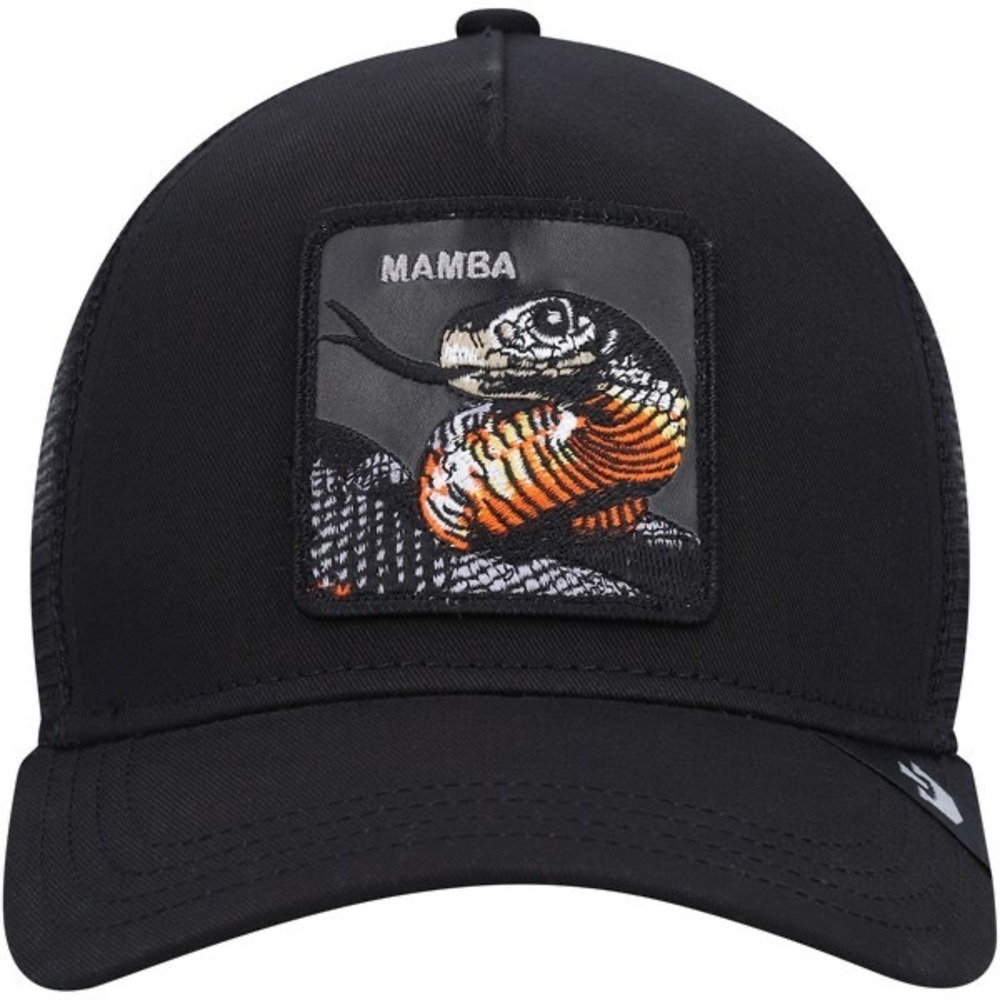 Goorin Bros Mamba Snake Trucker Hat Black Mesh Snapback Cap Farm Collection NEW